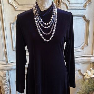 ORVIS MAXI DRESS VTG MIDNIGHT BLUE VELOUR VELVET SIZE  MEDIUM FITS SZ 6-8 LK NEW